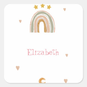 Mooie Regenboog Sterren Harten Vierkante Sticker