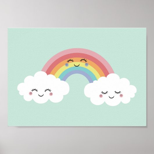Mooie Regenboog Wolken Kinderkamer Poster Print (Voorkant)
