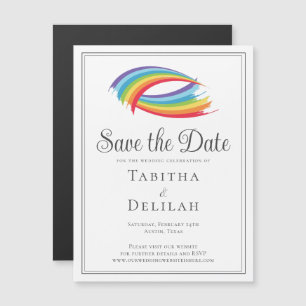 Mooie Regenbooggolven Save the Date-magneetkaart
