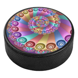 Mooie Regenboogkleuren Abstracte Fractale Kunst Hockey Puck