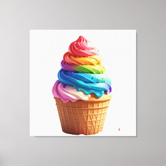 Mooie Regenboogkleurige Ijs Wafelmok Canvas Afdruk