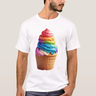 Mooie Regenboogkleurige Ijs Wafelmok T-shirt
