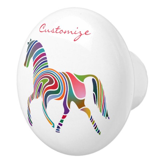 Mooie regenboogkleurpaard Thunder_Cove Keramische Knop (Rechts)