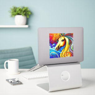 Mooie regenboogpaarden Portret Vinyl Decal Sticker