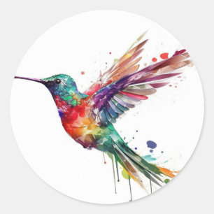 Mooie regenboogvogel met platter-effect ronde sticker