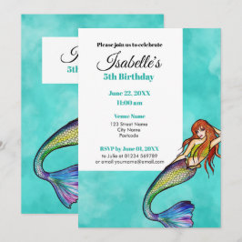 Mooie regenboogzeemeermin met Long Hair Kaart