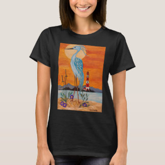Mooie Reiger Vogel op een zwarte T-shirt!!! aan de T-shirt