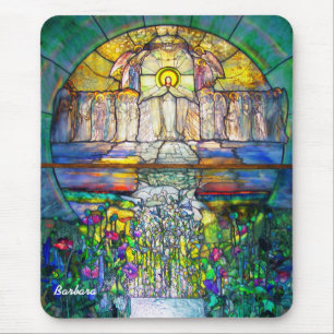 Mooie religieuze glas-in-loodfoto muismat