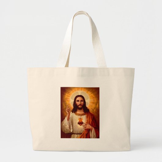 Mooie religieuze heilige hartslag van Jezus afbeel Grote Tote Bag (Voorkant)