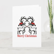 Mooie Rendier Kerstkaart Met Hart Ontwerp