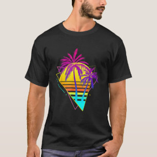 Mooie Retro 80s 90s Vaporwave Tropische Zonsonderg T-shirt