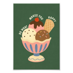 Mooie Retro Ijs Sundae Foto Vergroting Afdruk