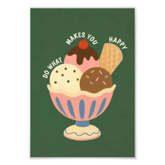 Mooie Retro Ijs Sundae Foto Vergroting Afdruk