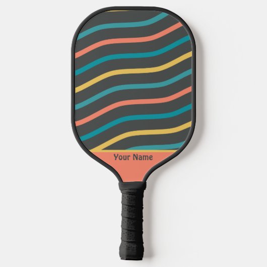 Mooie Retro Kleur Gestyleerde Professionele Pickleball Paddle (Achterkant)