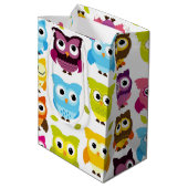 Mooie Retro Owl Medium Cadeauzakje (Achterkant Gekanteld)