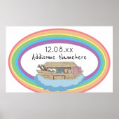 Mooie retro regenboog Noachs Ark op wit Poster (Voorkant)