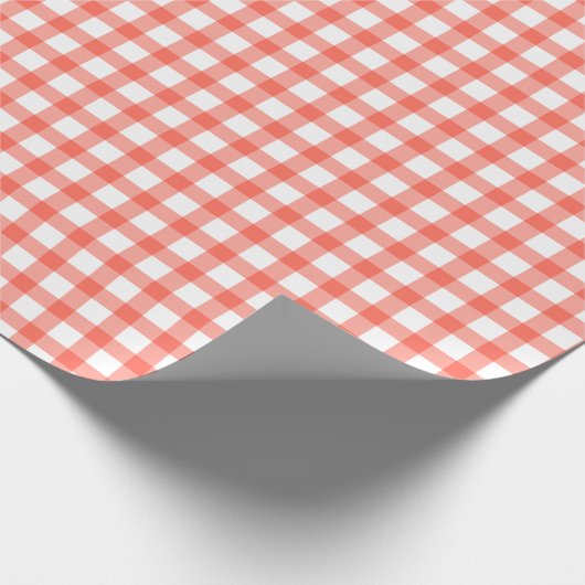 Mooie retro rode gingham ruitpatroon cadeaupapier (Hoek)