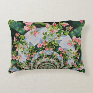 Mooie retro roze rode rozen waterverf bloem accent kussen