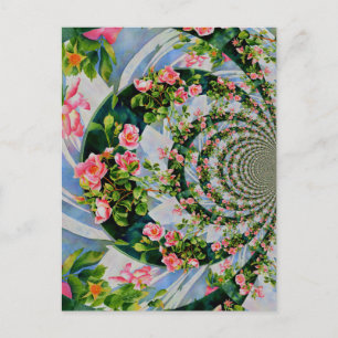 Mooie retro roze rode rozen waterverf bloemenmolen briefkaart