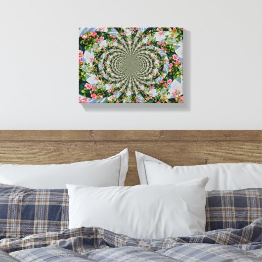 Mooie retro roze rode rozen waterverf bloemenmolen canvas afdruk (Insitu (Slaapkamer))