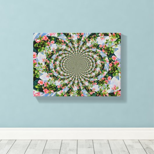 Mooie retro roze rode rozen waterverf bloemenmolen canvas afdruk (Insitu (Houten vloer))