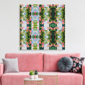 Mooie retro roze rode rozen waterverf bloemenmolen canvas afdruk (Insitu (Woonkamer))