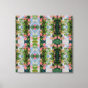 Mooie retro roze rode rozen waterverf bloemenmolen canvas afdruk