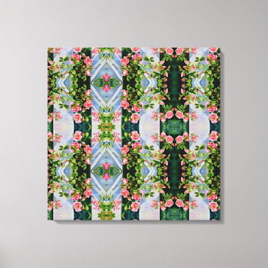 Mooie retro roze rode rozen waterverf bloemenmolen canvas afdruk (Voorkant)