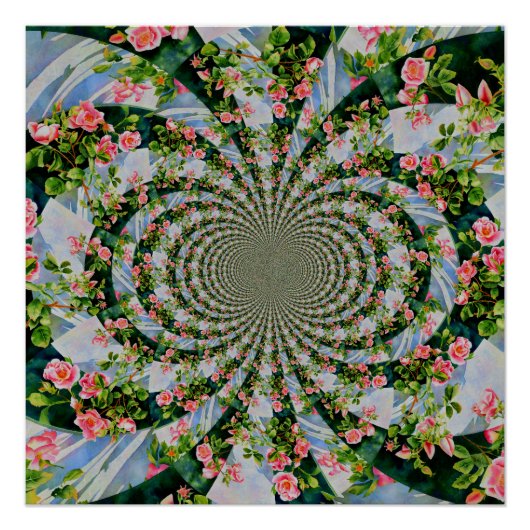 Mooie retro roze rode rozen waterverf bloemenmolen perfect poster (Voorkant)