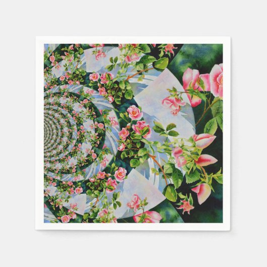 Mooie retro roze rode rozen waterverf bloemenmolen servetten (Voorkant)