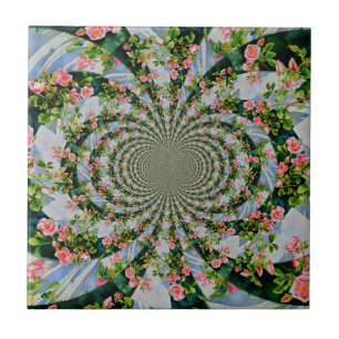 Mooie retro roze rode rozen waterverf bloemenmolen tegeltje