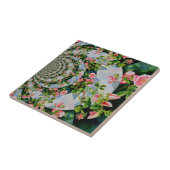 Mooie retro roze rode rozen waterverf bloemenmolen tegeltje (Zijkant)