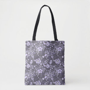 Mooie retro stijl blauwe pastel bloempatroon draagtas