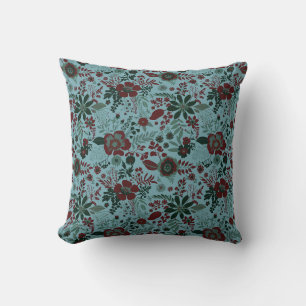 Mooie retro stijl blauwe pastel bloempatroon kussen