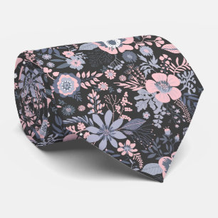 Mooie retro stijl blauwe pastel bloempatroon stropdas