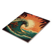 Mooie retro strandhuis  tegeltje (Zijkant)