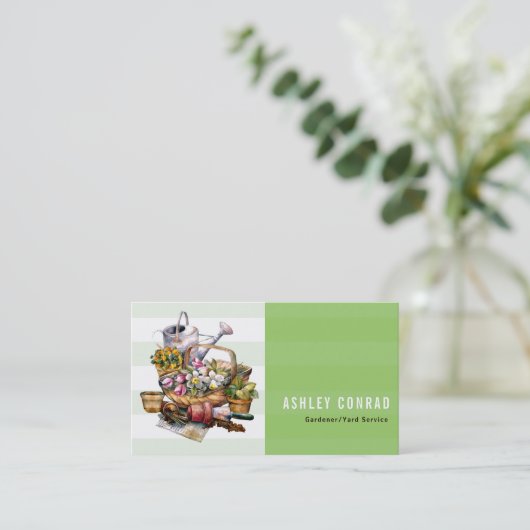 Mooie retro tuingereedschap visitekaartje (Staand voorkant)