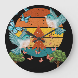 Mooie Retro Wandklok Kleurrijke Vintage Kunst Grote Klok