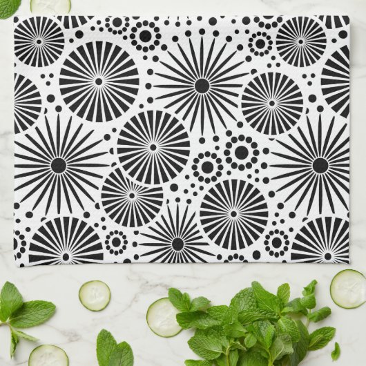 Mooie retro zwart-wit handdoek (Gevouwen)