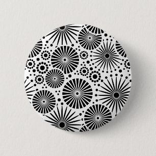 Mooie retro zwart-wit knop ronde button 5,7 cm