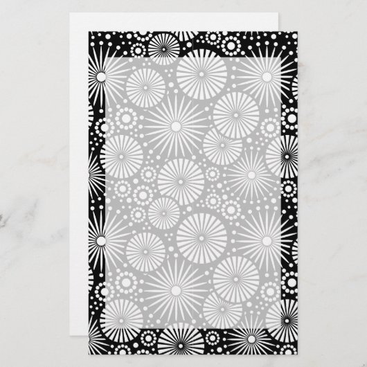 Mooie retro zwarte en witte feestjes briefpapier (Voorkant / Achterkant)