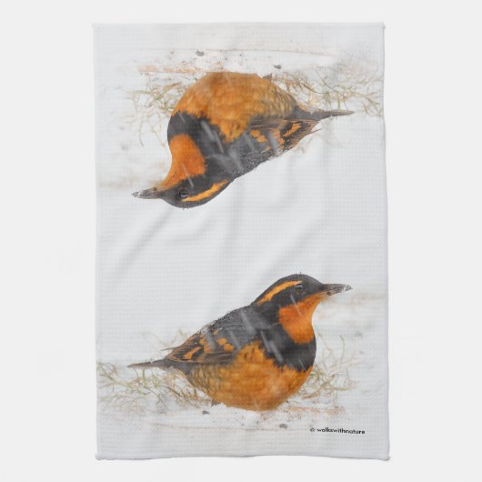 Mooie reuzenhaai in de sneeuw theedoek (Verticaal)