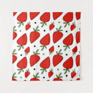 Mooie rode aardbeien naadloos patroon wandkleed