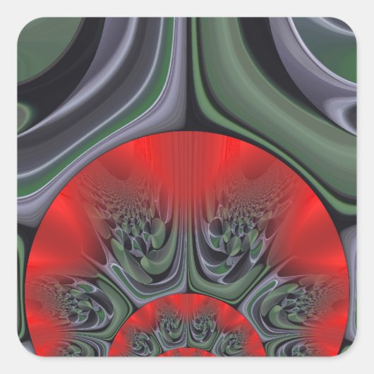 Mooie rode Aurora Art Print Vierkante Sticker (Voorkant)