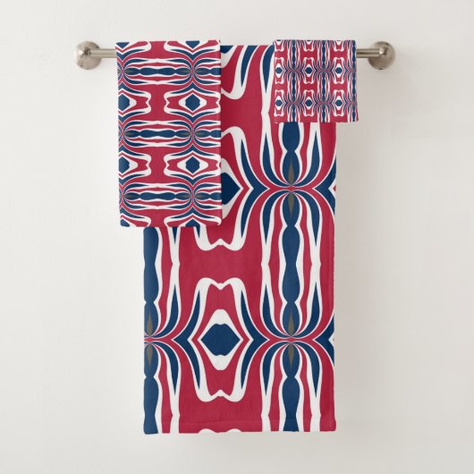 Mooie rode blauwe & witte kleurrijke vector geweld bad handdoek (Insitu)