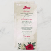 mooie rode bleke bloemen bruiloft menu (Voorkant / Achterkant)