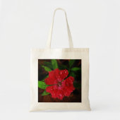 Mooie rode bloem met regendruppels Foto Tote Bag (Voorkant)