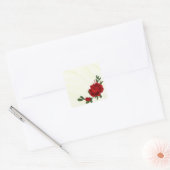 mooie rode bloemen groene bladeren vierkante sticker (Envelop)