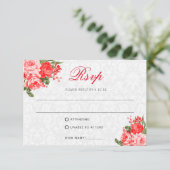 Mooie rode bloemen - RSVP / keuzevlees Kaartje (Staand voorkant)