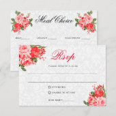 Mooie rode bloemen - RSVP / keuzevlees Kaartje (Voorkant / Achterkant)